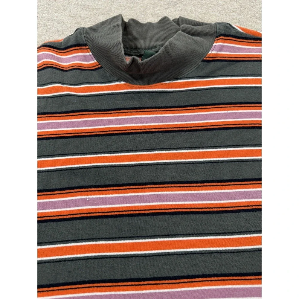 Wild Fable Womens Medium Black Orange Striped Mock Neck Pullover Sweater